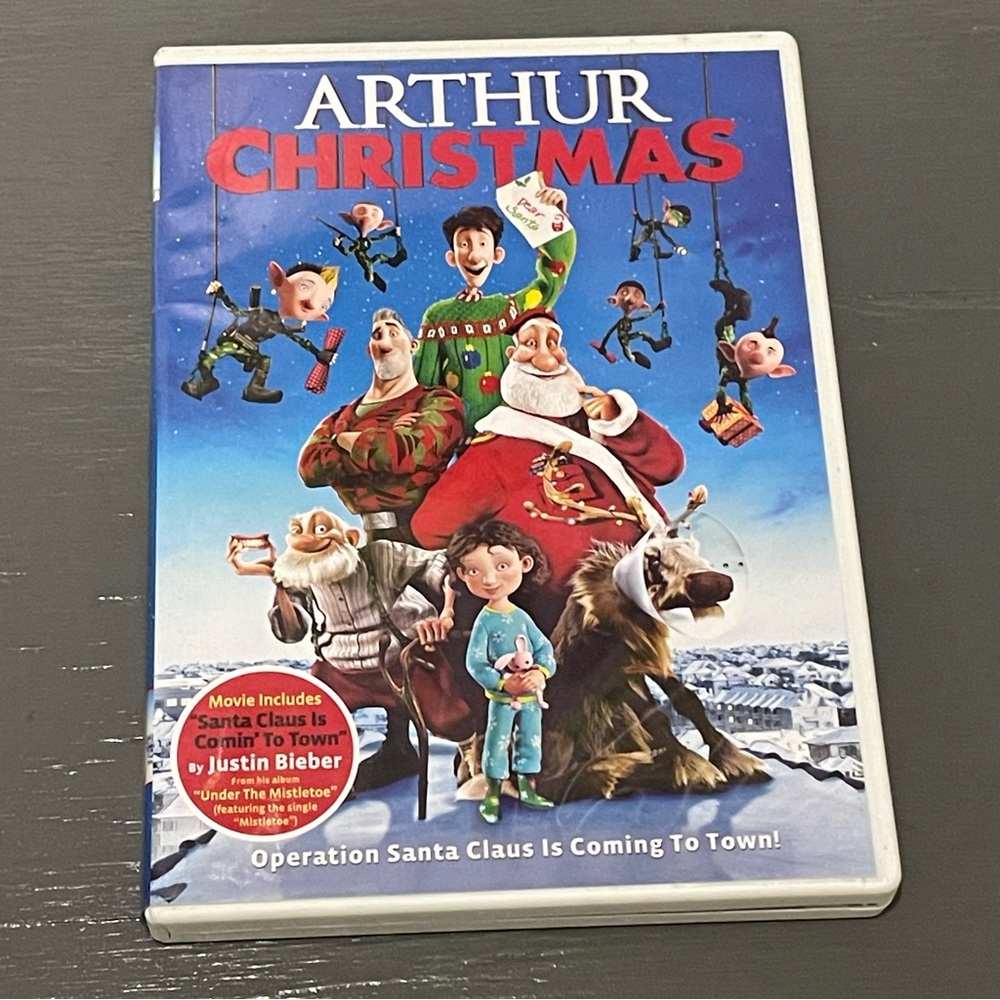 ⭐️Arthur Christmas DVD 2011 Includes Justin Bieber Santa Clause